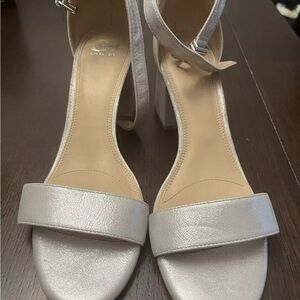 Gianni Binni Block Party Leather Strap Sandals Silver Size 9.5 M